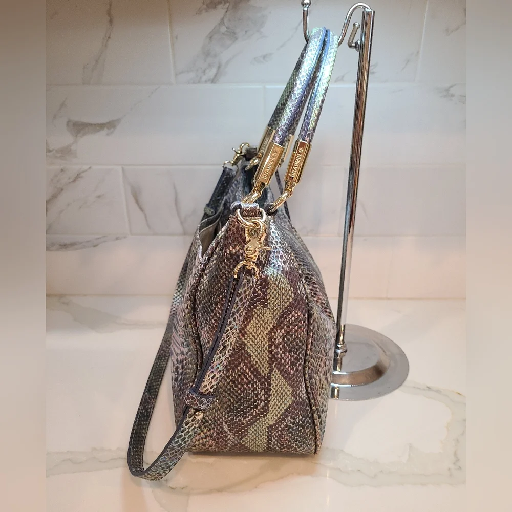 Brahmin Marianna Moonstone Seville Iridescent Snake Print Shoulder Bag Tote - Picture 10 of 16
